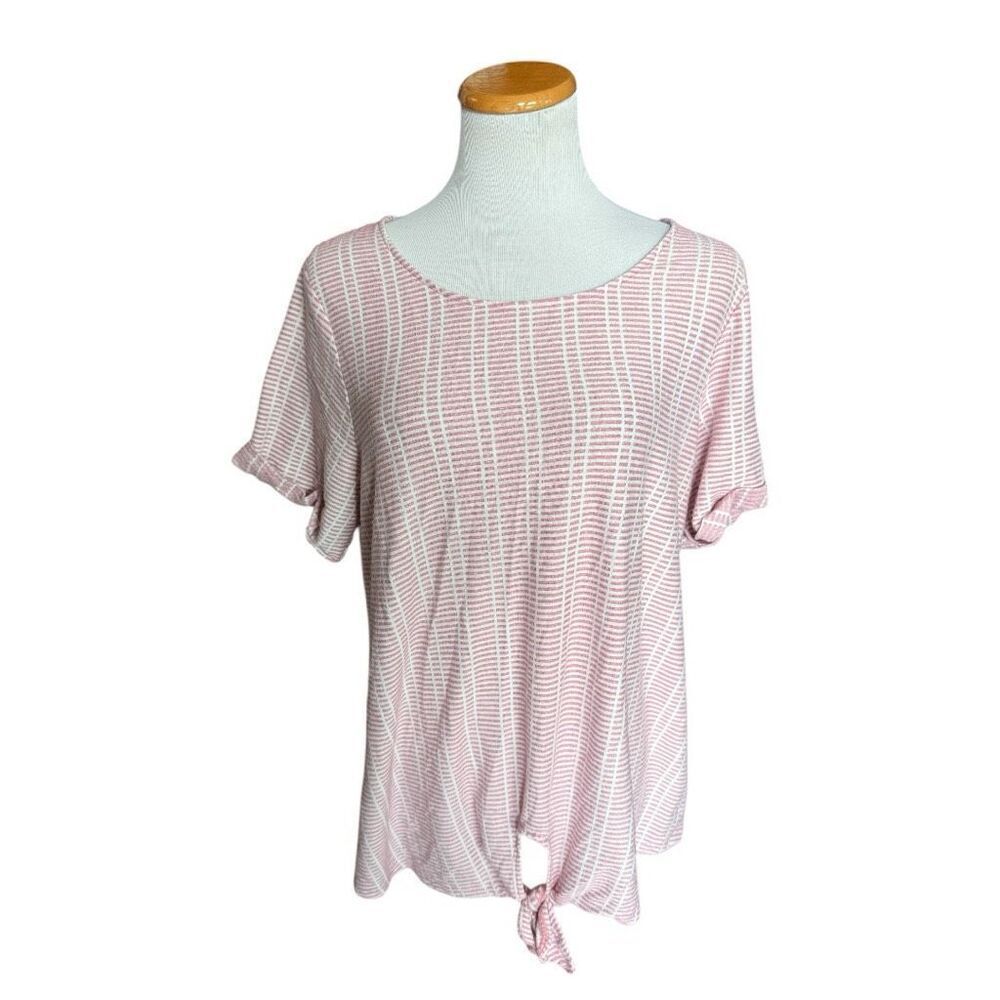 Womens Always Indigo Plus Textured Knot Front Shirt Top - Sz 1X